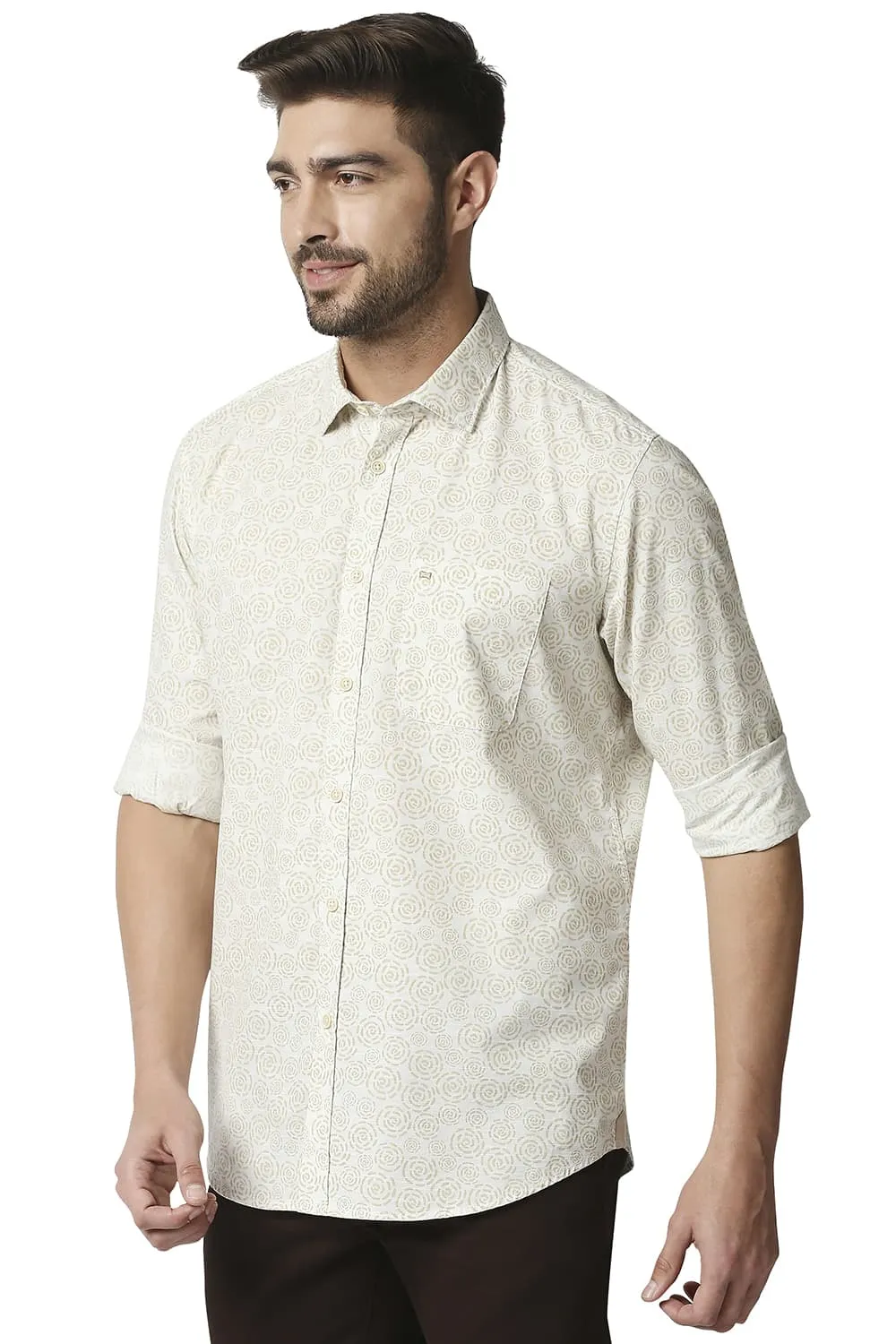 Slim Fit Slub Printed Shirt