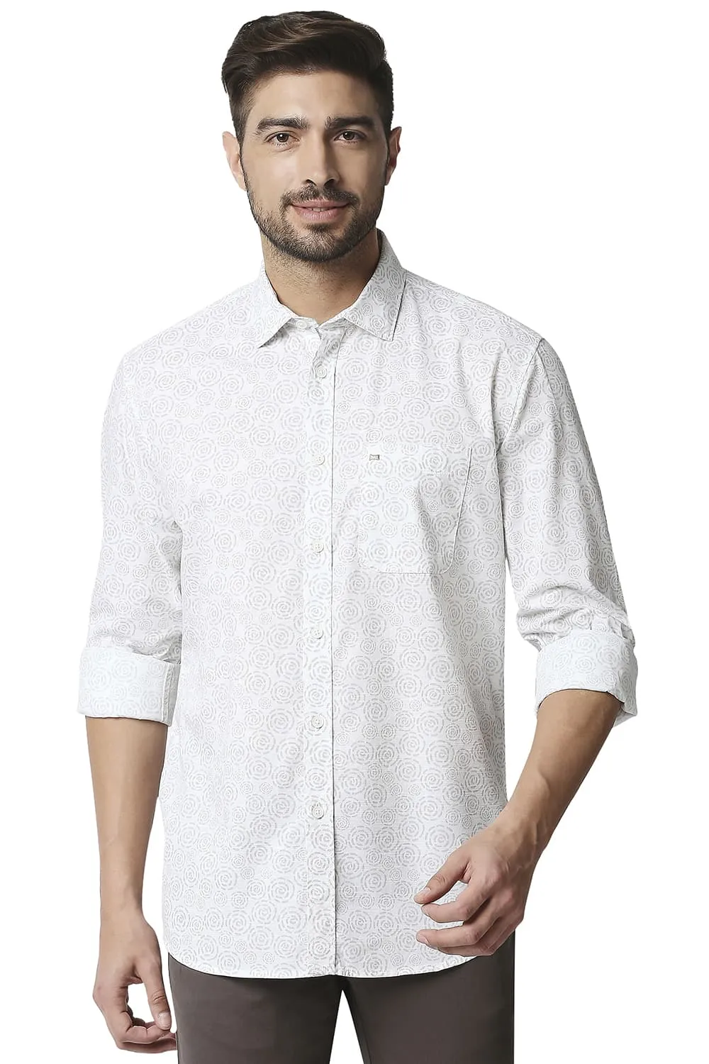 Slim Fit Slub Printed Shirt