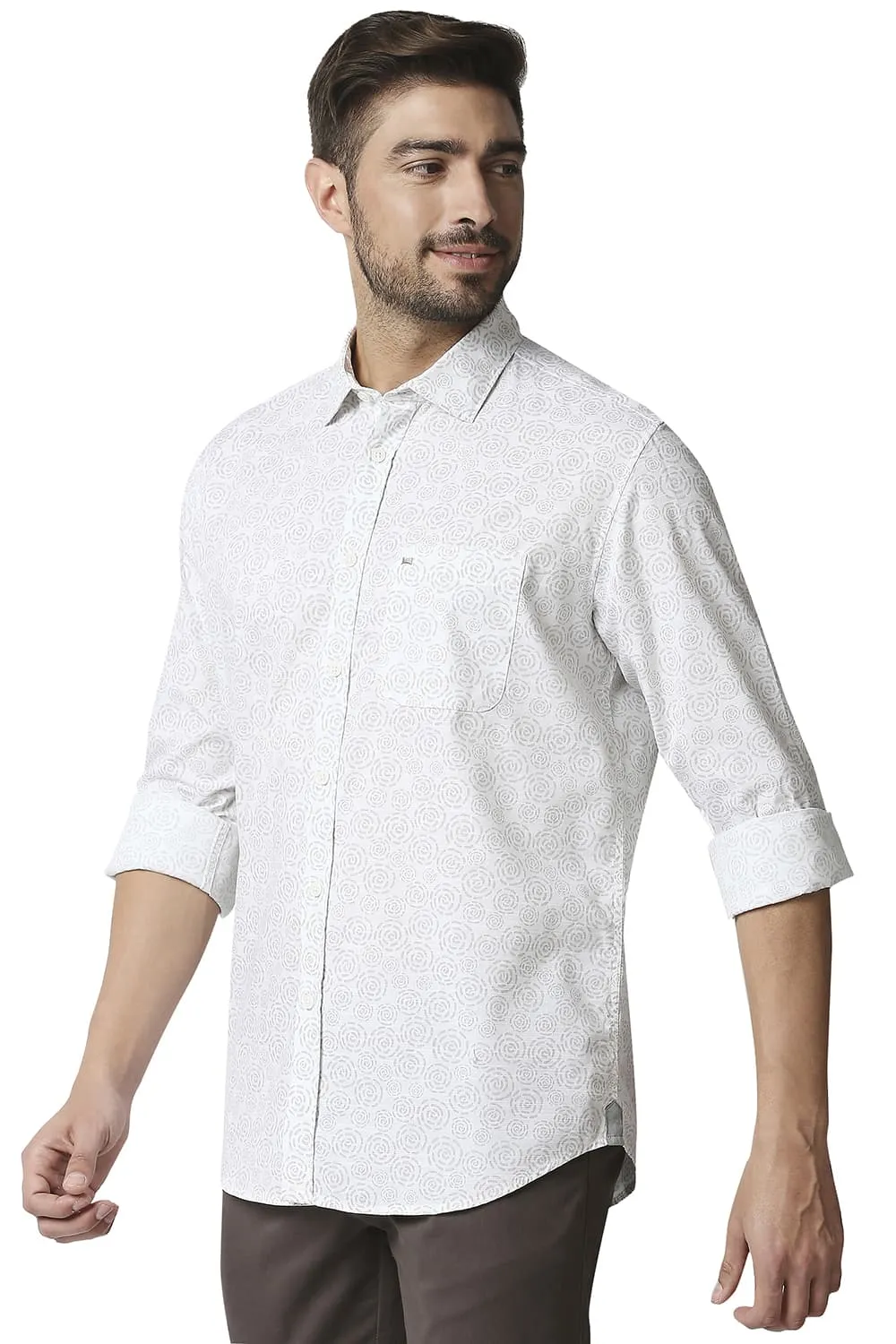 Slim Fit Slub Printed Shirt