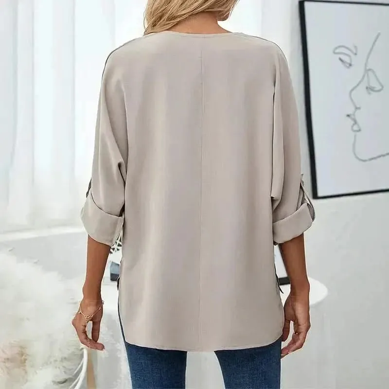 Solid Casual Loose Blouses For Women