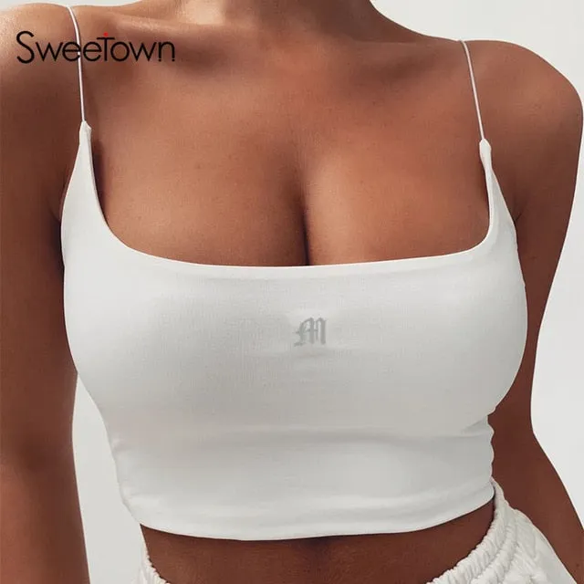 Summer Women Tank Tops Clothing Sleeveless Sexy Fitness Activewear Skinny Slim Bralette Crop Top Streetwear