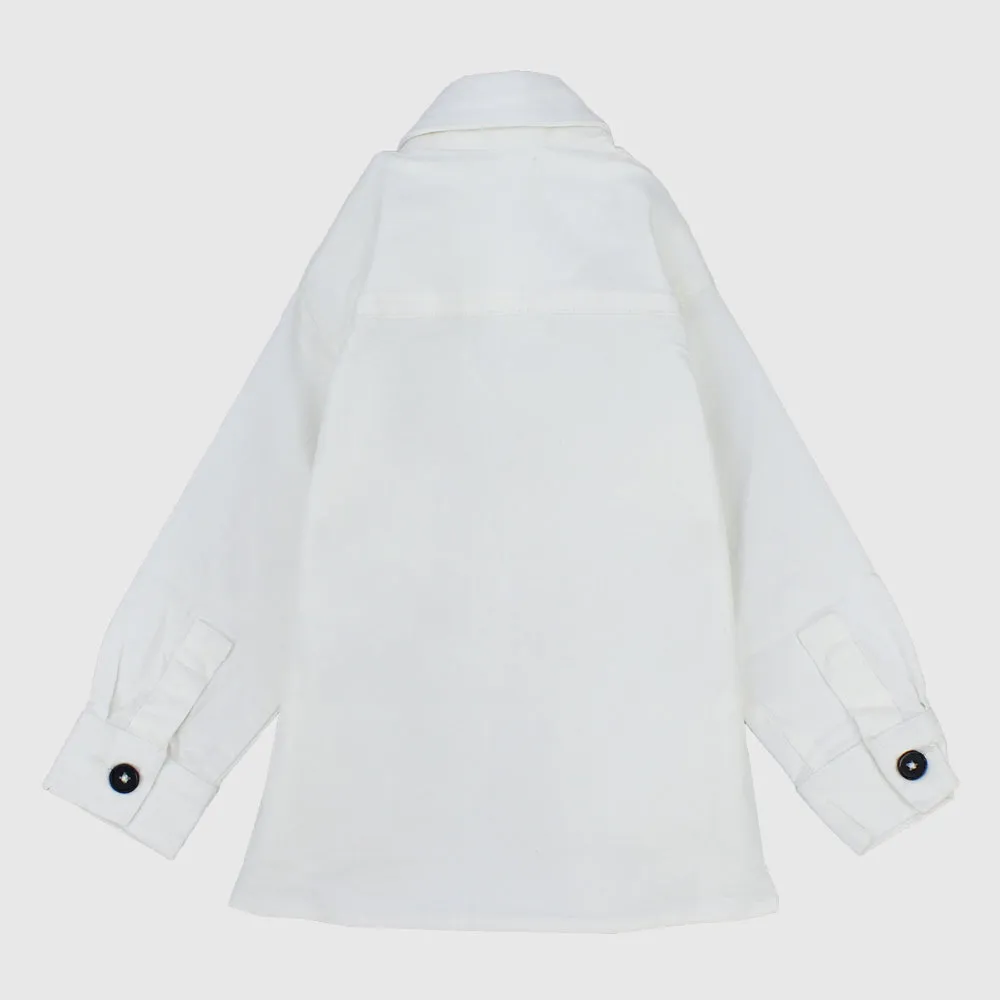 Unisex White Long-Sleeved Overshirt