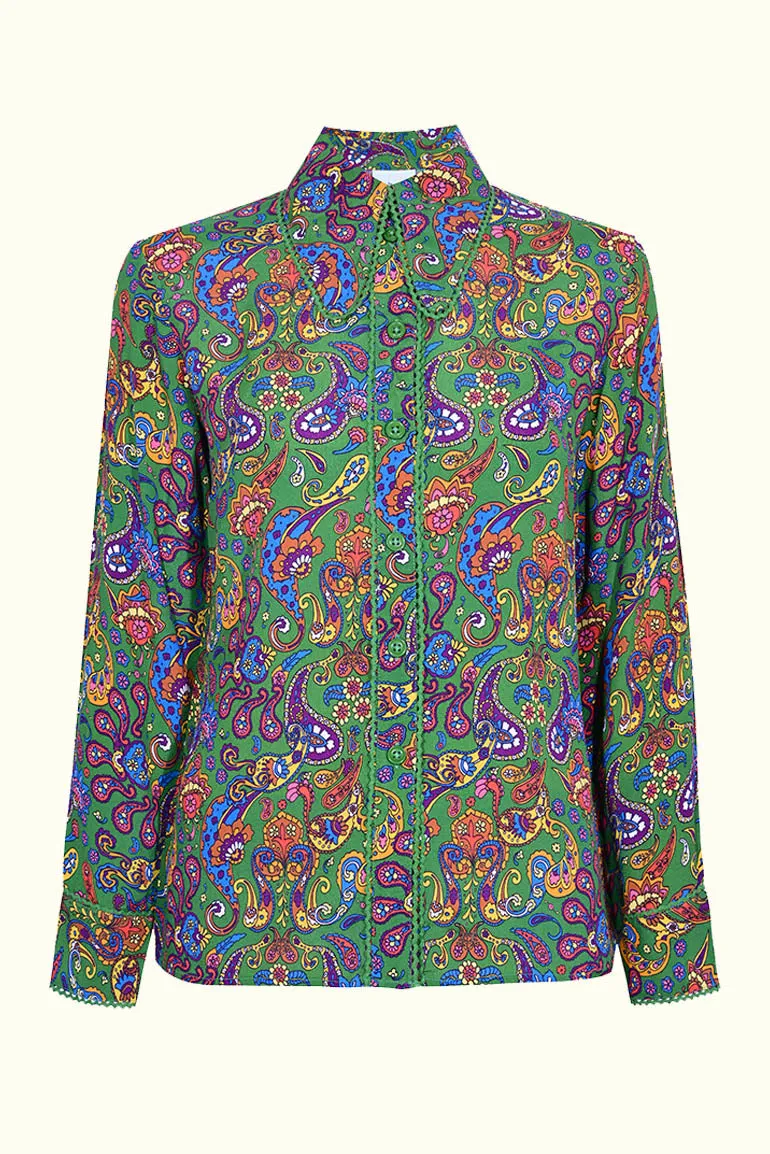 Viola Lee Green Paisley Blouse