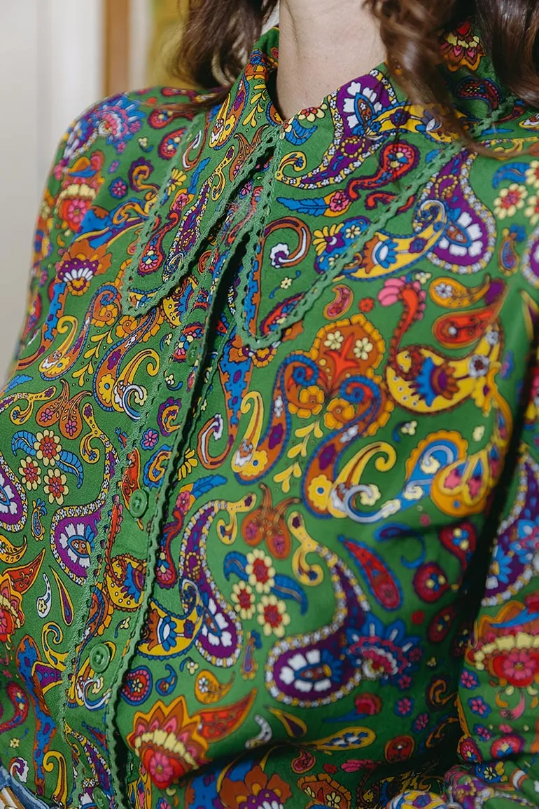 Viola Lee Green Paisley Blouse