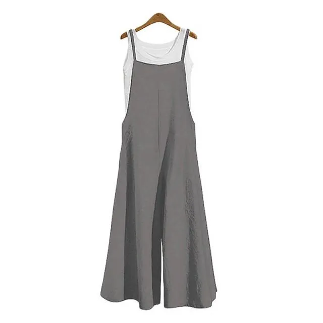 Women's Oversize Bib Trousers Wide Leg pants Overalls Jumpsuit Romper