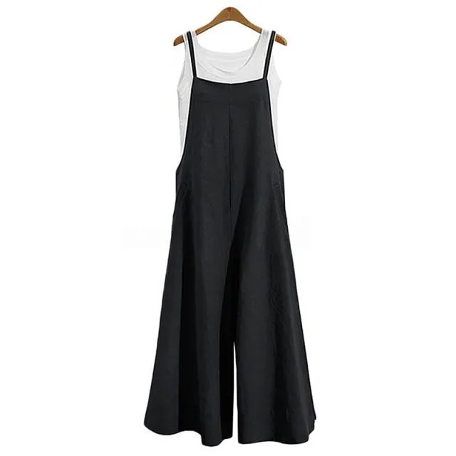 Women's Oversize Bib Trousers Wide Leg pants Overalls Jumpsuit Romper